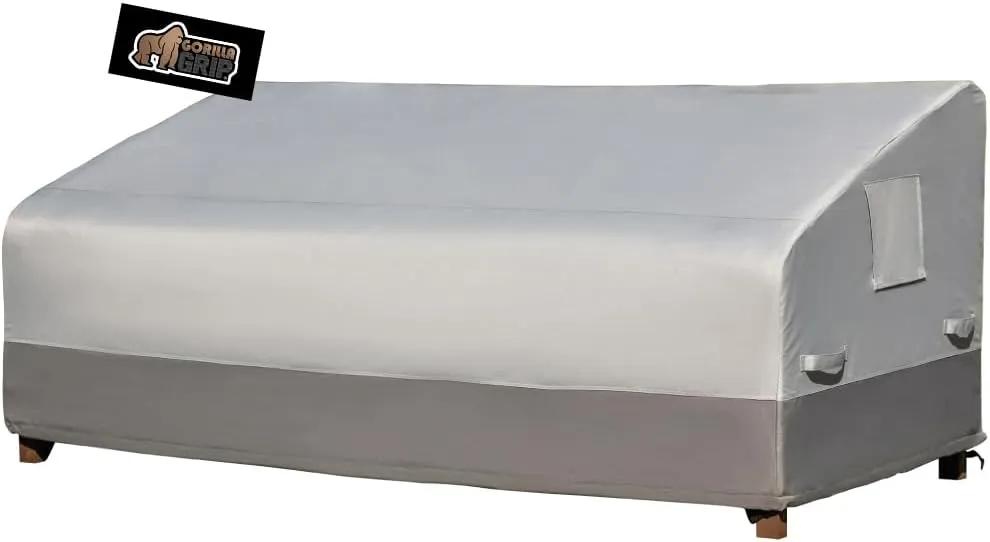 GORILLA GRIP Waterproof Large Outdoor Sofa Cover, 90 Inch, Adjustable Furniture Cover Sets for Winter, Keep Cushions Dry, Protects from Sun, Snow, Rain, Windproof, UV Coated, 1 Pack