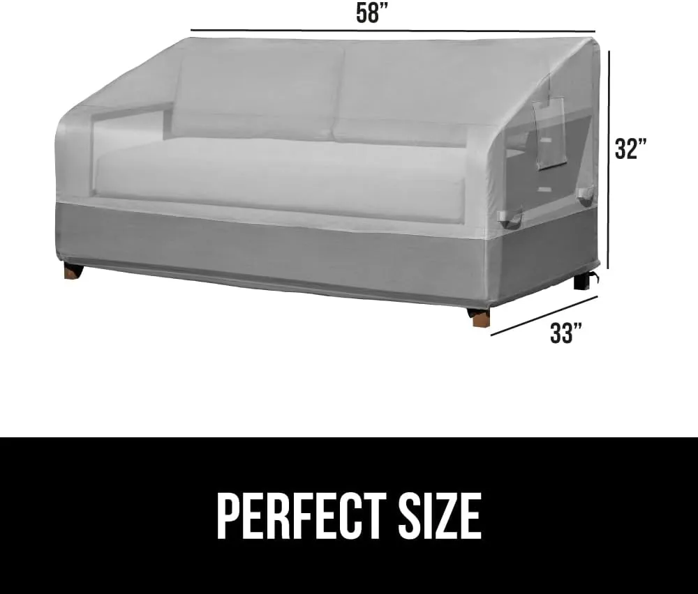 GORILLA GRIP Waterproof Outdoor Loveseat Cover, 58 Inch, Adjustable Furniture Cover Sets for Winter, Keep Cushions Dry, Protects from Sun, Snow, Rain, Windproof, UV Coated, 1 Pack