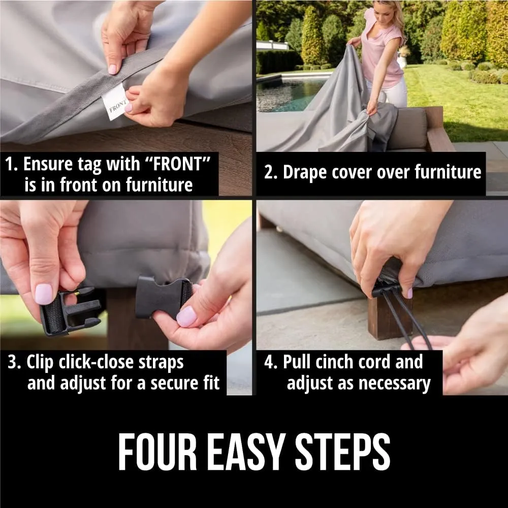 GORILLA GRIP Waterproof Outdoor Loveseat Cover, 58 Inch, Adjustable Furniture Cover Sets for Winter, Keep Cushions Dry, Protects from Sun, Snow, Rain, Windproof, UV Coated, 1 Pack