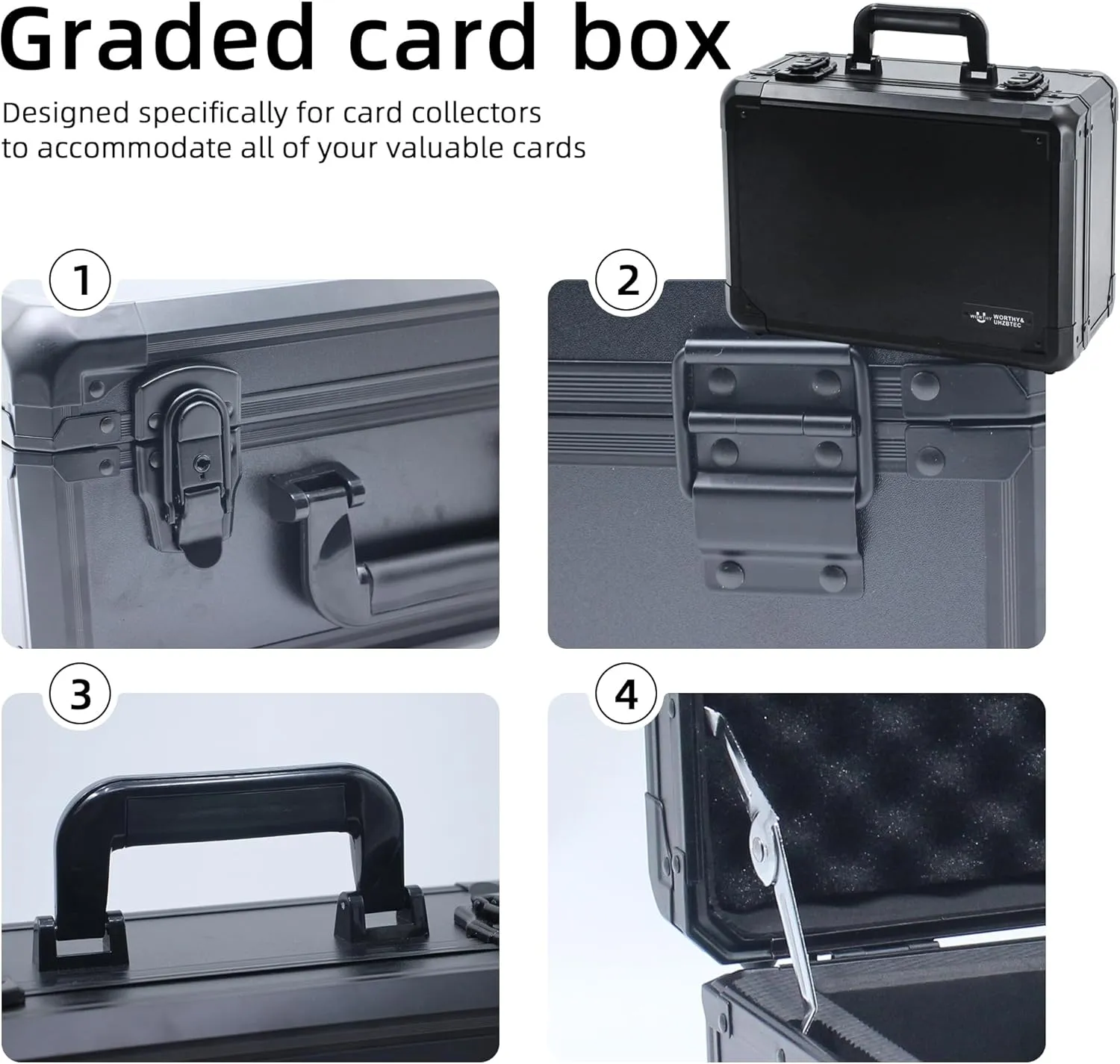 Graded Card Storage Box; Durable Sports, PSA and Pokemon Storage Case- Trading Card Storage Box - PSA Slab Case For Top Loaders (BLACK, 14.17x11.2x7 inches)