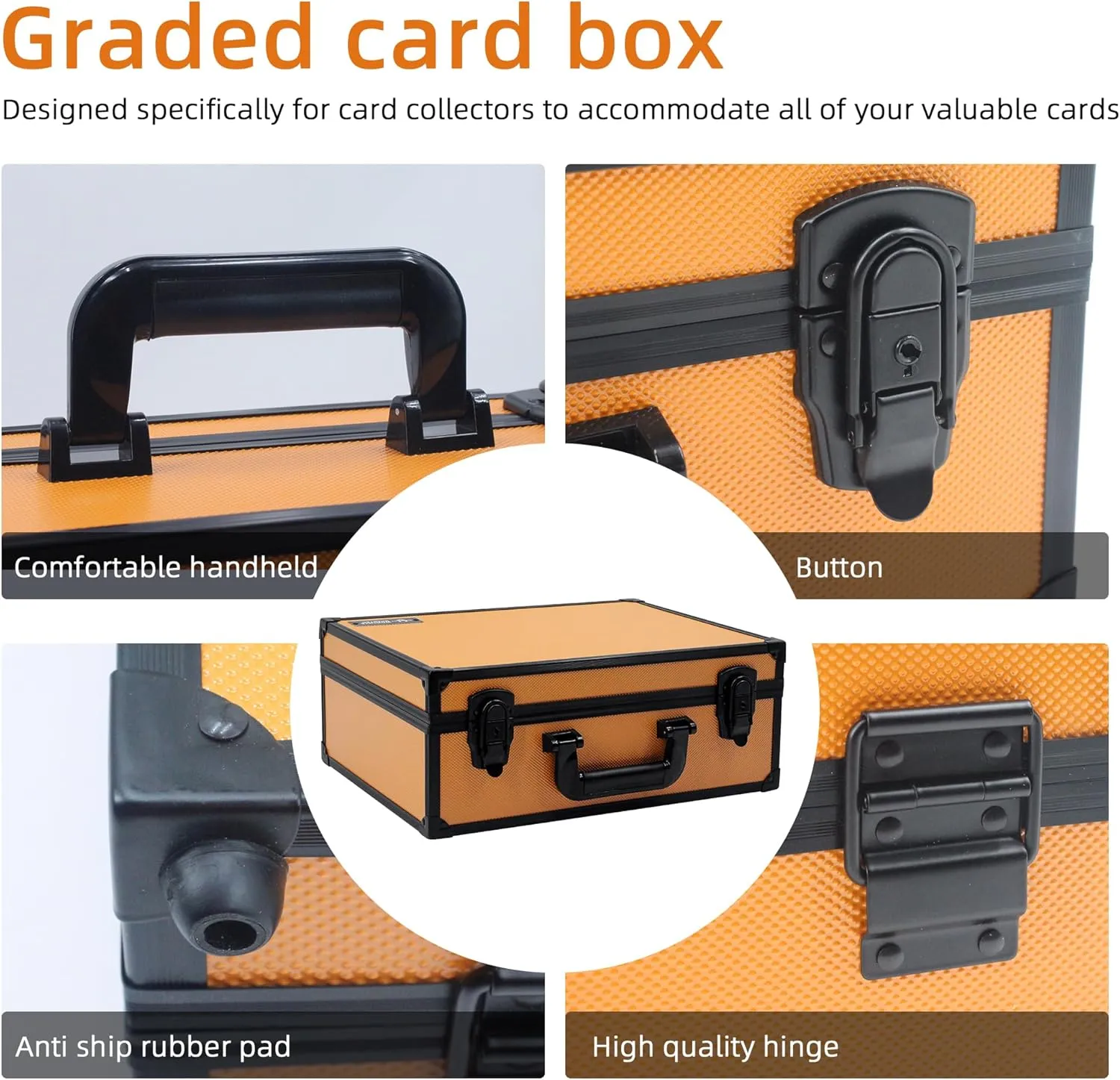 Graded Card Storage Box; Durable Sports, PSA and Pokemon Storage Case- Trading Card Storage Box - PSA Slab Case For Top Loaders (ORANGE, 16.5x13.3x6.9 inches)