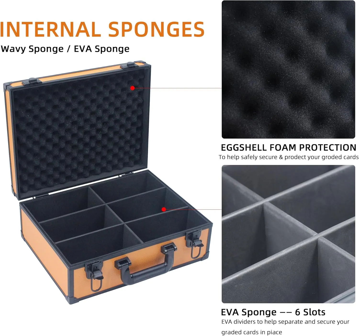 Graded Card Storage Box; Durable Sports, PSA and Pokemon Storage Case- Trading Card Storage Box - PSA Slab Case For Top Loaders (ORANGE, 16.5x13.3x6.9 inches)