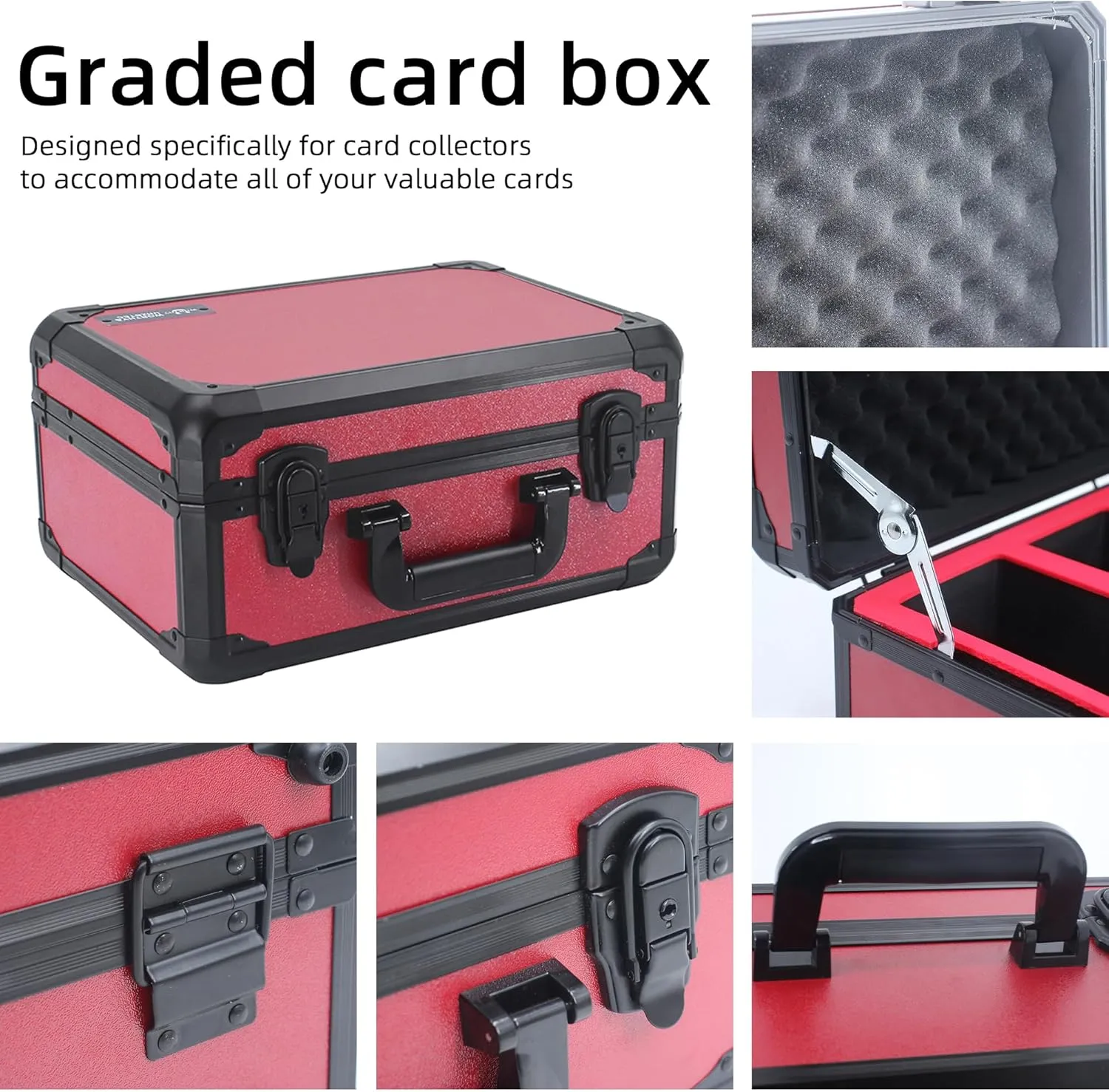 Graded Card Storage Box; Durable Sports, PSA and Pokemon Storage Case- Trading Card Storage Box - PSA Slab Case For Top Loaders (RED, 14.17x11.2x7 inches)