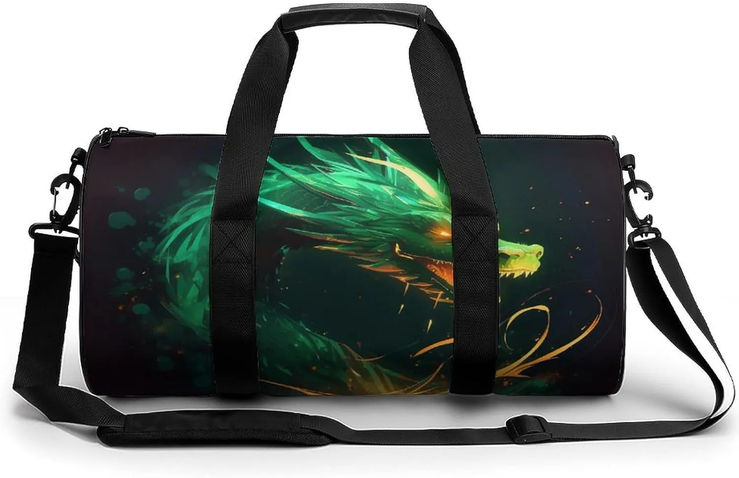 Green Dragon Gym Bag Small Travel Duffle Bag with Compartment Carry On Weekender Bag for Women Men