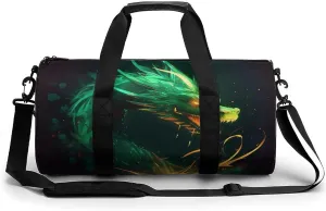 Green Dragon Gym Bag Small Travel Duffle Bag with Compartment Carry On Weekender Bag for Women Men