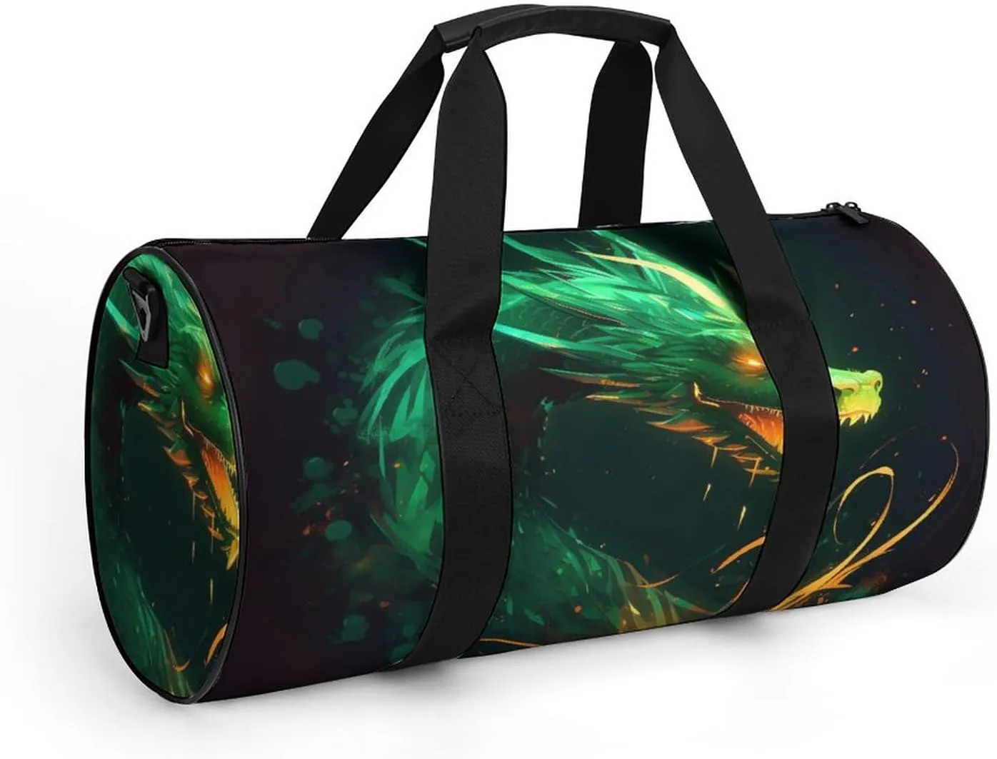 Green Dragon Gym Bag Small Travel Duffle Bag with Compartment Carry On Weekender Bag for Women Men