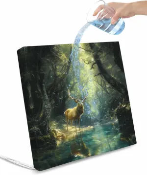 Green Forest Deer Outdoor Cushion Chair Cover Set of 2 - Waterproof Couch Seat Covers, Fantasy Vintage Nature Scenery Patio Furniture Protector Cushions Slipcovers for Sofa/RV, 22"x20"x4"
