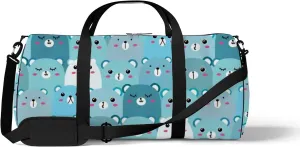 Green Kawaii Cute Cartoon Bear Sports Bag Tote Bag Waterproof Gym Bag with Shoulder Strap Zipper 2 Side Pockets for Men and Women, Travel and Storage Shoulder Bag.