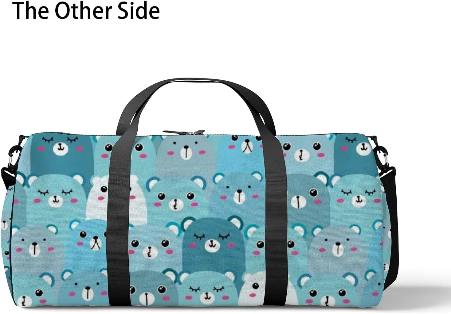 Green Kawaii Cute Cartoon Bear Sports Bag Tote Bag Waterproof Gym Bag with Shoulder Strap Zipper 2 Side Pockets for Men and Women, Travel and Storage Shoulder Bag.