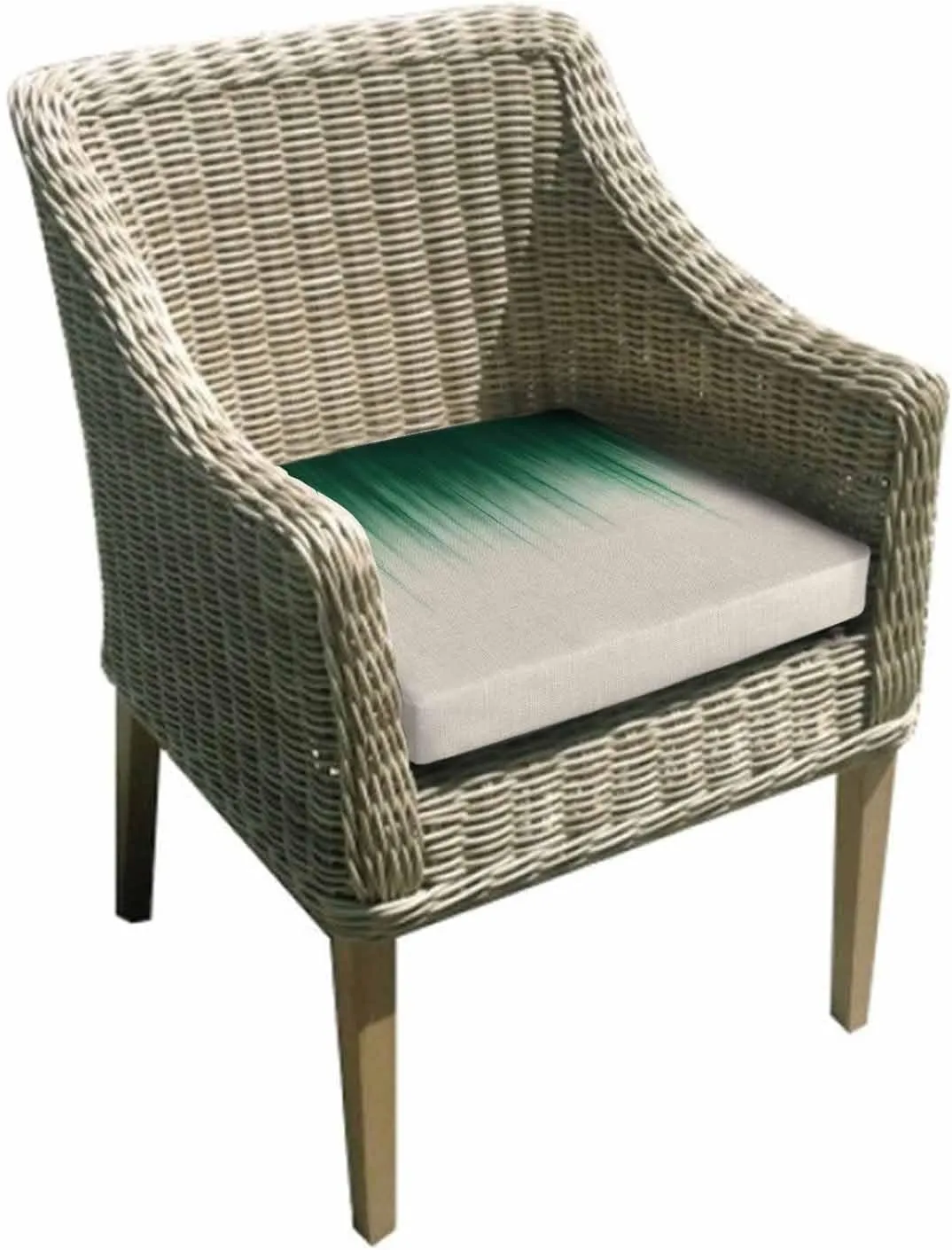 Green Ombre Stripe Outdoor Cushion Chair Cover Set of 4 - Waterproof Couch Seat Covers, Abstract Art Modern Gradient Beige Patio Furniture Protector Cushions Slipcovers for Sofa/RV, 22"x22"x4"