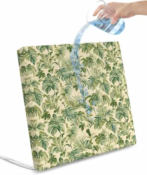 Green Palm Leaf Outdoor Cushion Chair Cover Set of 2 - Waterproof Couch Seat Covers, Watercolor Summer Botanical Patio Furniture Protector Cushions Slipcovers for Sofa/RV, 20"x18"x4"