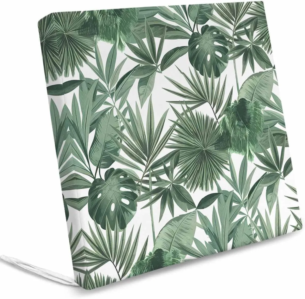 Green Palm Trees Outdoor Cushion Chair Cover Set of 2 - Waterproof Couch Seat Covers, Summer Botanical Watercolor Leaves Patio Furniture Protector Cushions Slipcovers for Sofa/RV, 24"x24"x4"