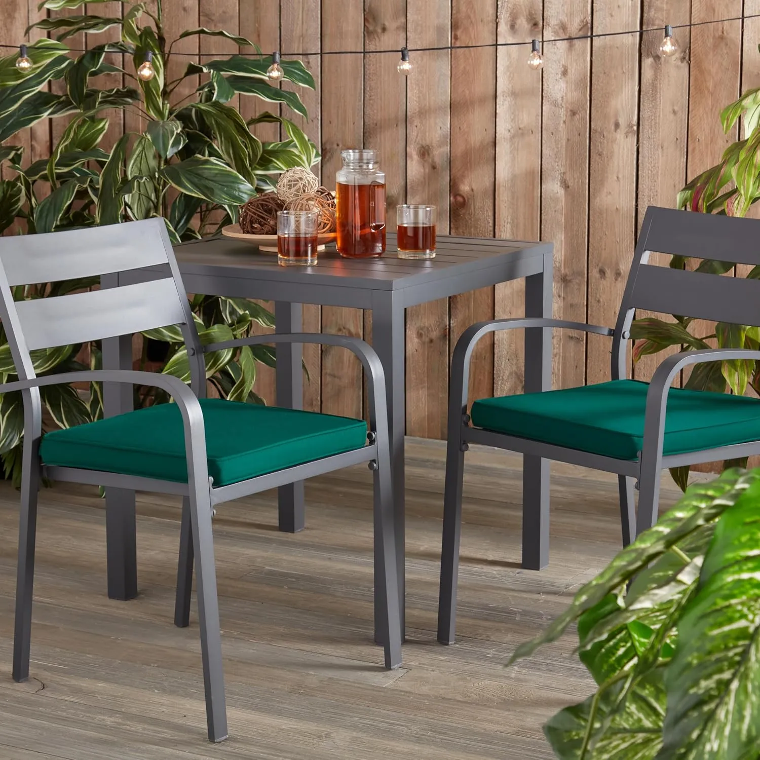 Greendale Home Fashions Sunbrella 17 in. Square Outdoor Corded Chair Pad, Canvas Forest 2 Count