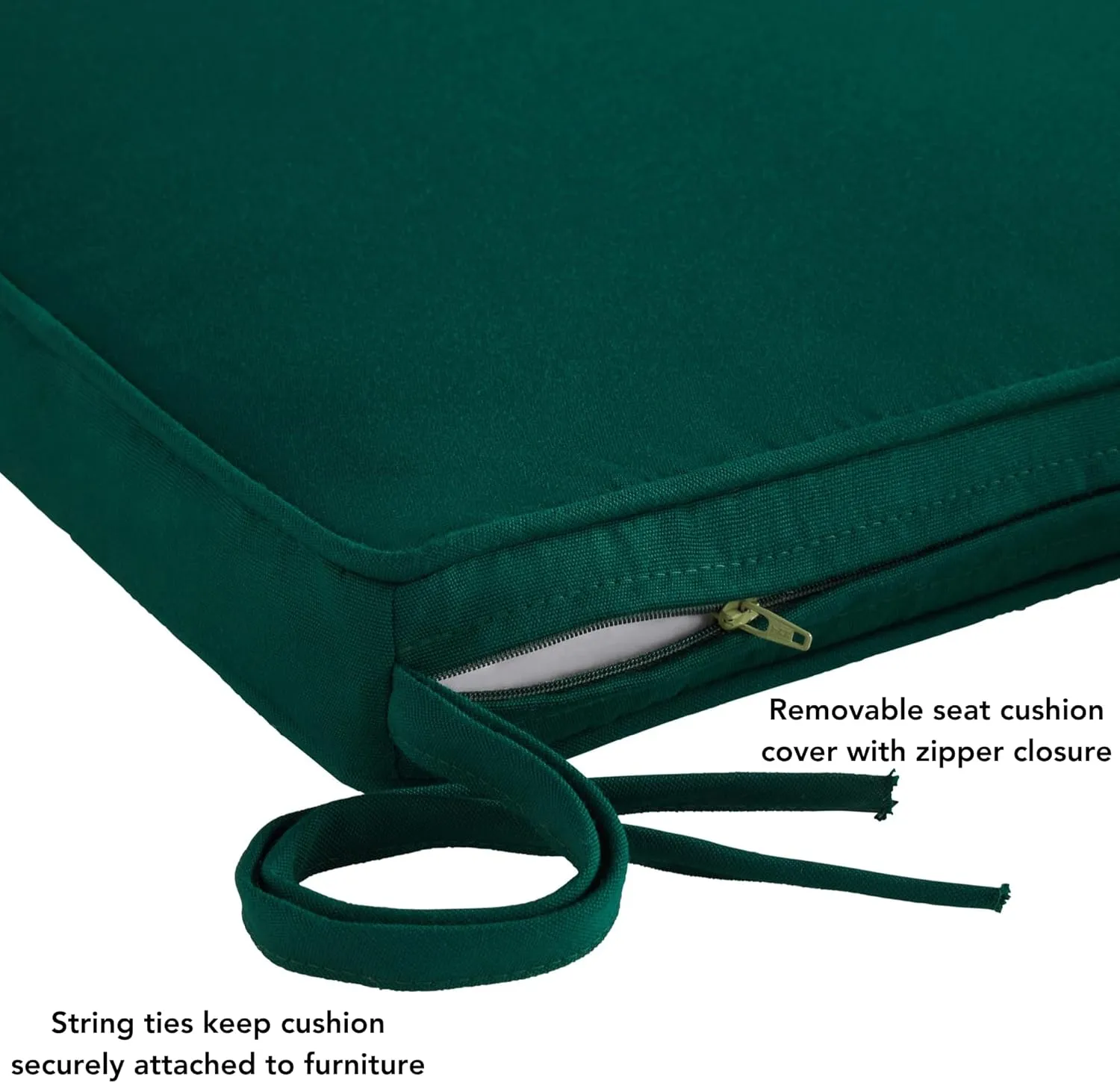 Greendale Home Fashions Sunbrella 17 in. Square Outdoor Corded Chair Pad, Canvas Forest 2 Count