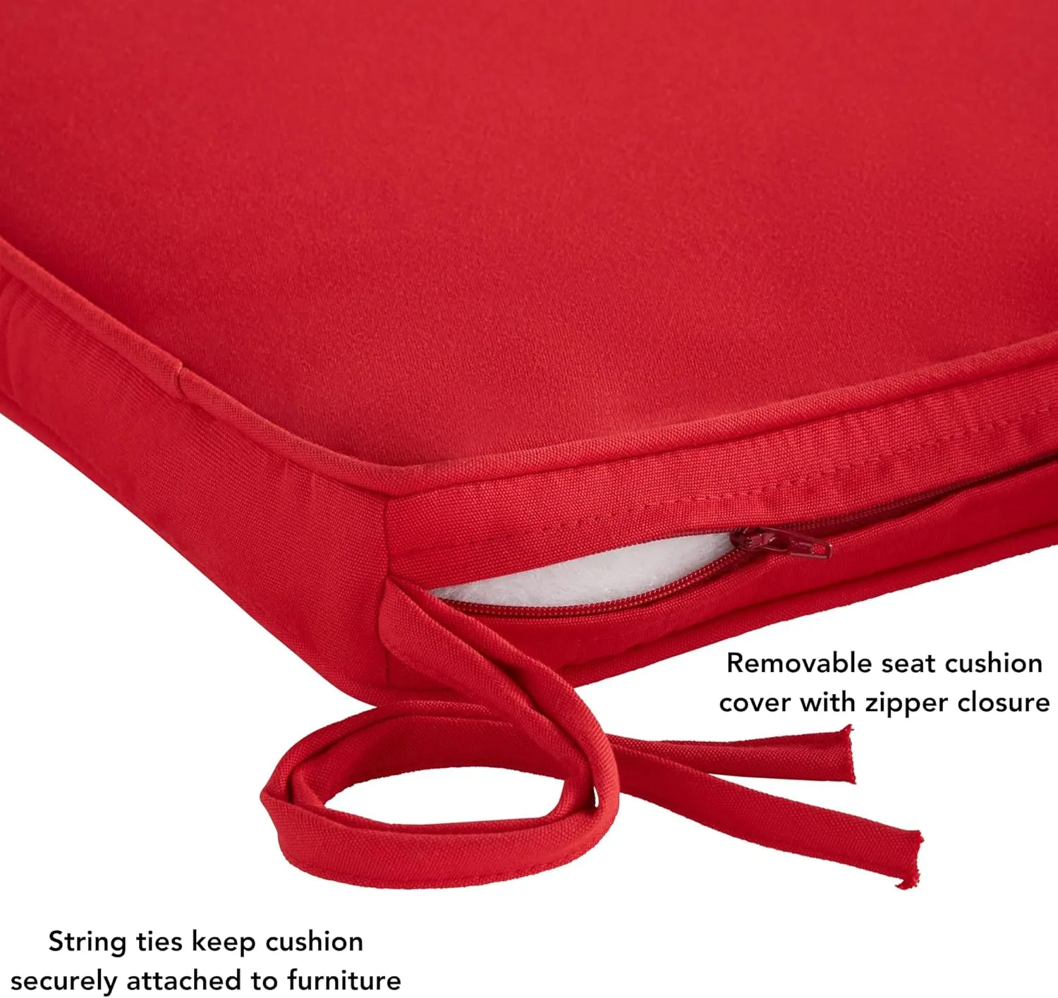 Greendale Home Fashions Sunbrella 17 in. Square Outdoor Corded Chair Pad, Canvas Jockey Red 2 Count