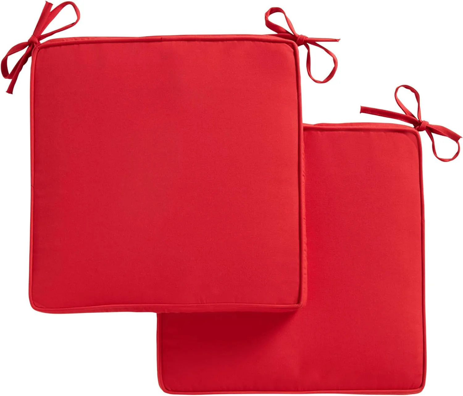 Greendale Home Fashions Sunbrella 17 in. Square Outdoor Corded Chair Pad, Canvas Jockey Red 2 Count