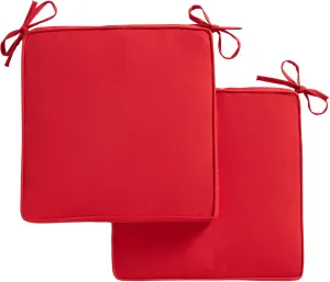 Greendale Home Fashions Sunbrella 17 in. Square Outdoor Corded Chair Pad, Canvas Jockey Red 2 Count