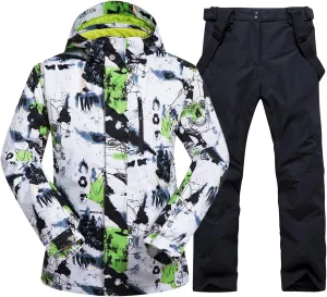 GS SNOWING Men's Winter Windproof Waterproof Snowsuit Snowboard Jacket and Ski Pants for Snow Sport