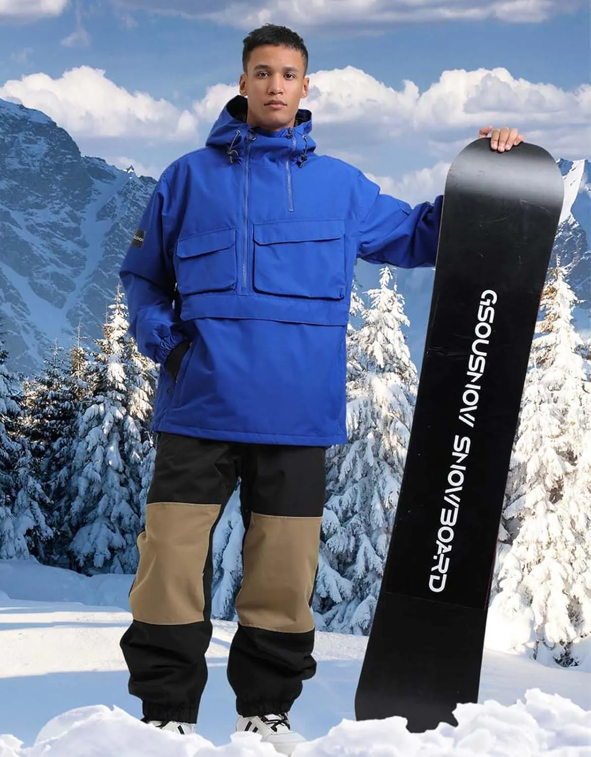 GSOU SNOW Men Ski Jacket Snowboard Coat Snow Pullover Hooded Winter Outdoor Sports Waterproof Windproof