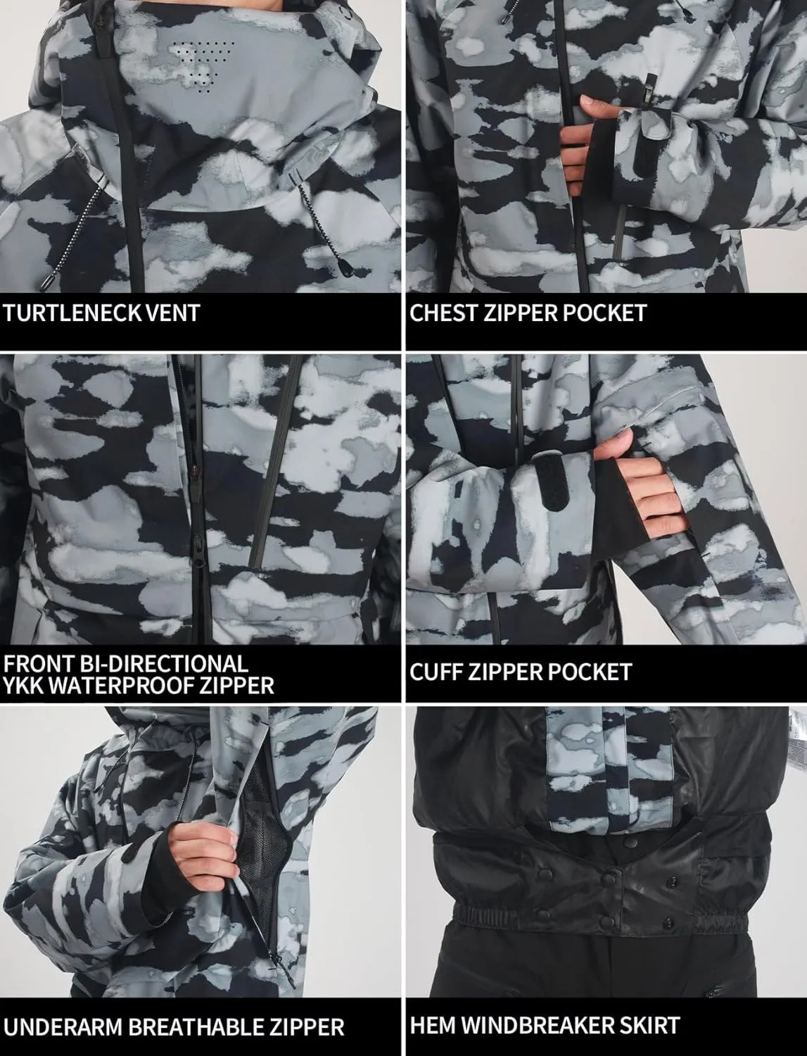 GSOU SNOW Men's Ski Jacket Women Waterproof Snowboard Coat Winter Snow Insulated Windproof Jacket