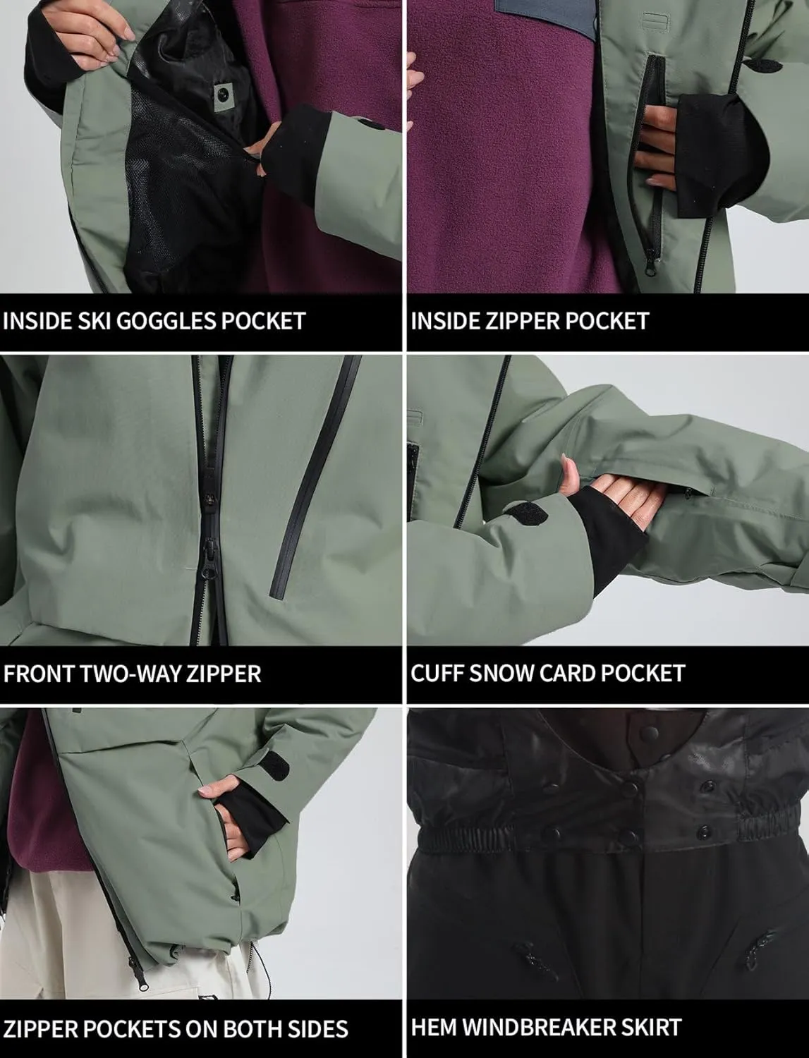 GSOU SNOW Men's Ski Jacket Women Waterproof Snowboard Coat Winter Snow Insulated Windproof Jacket