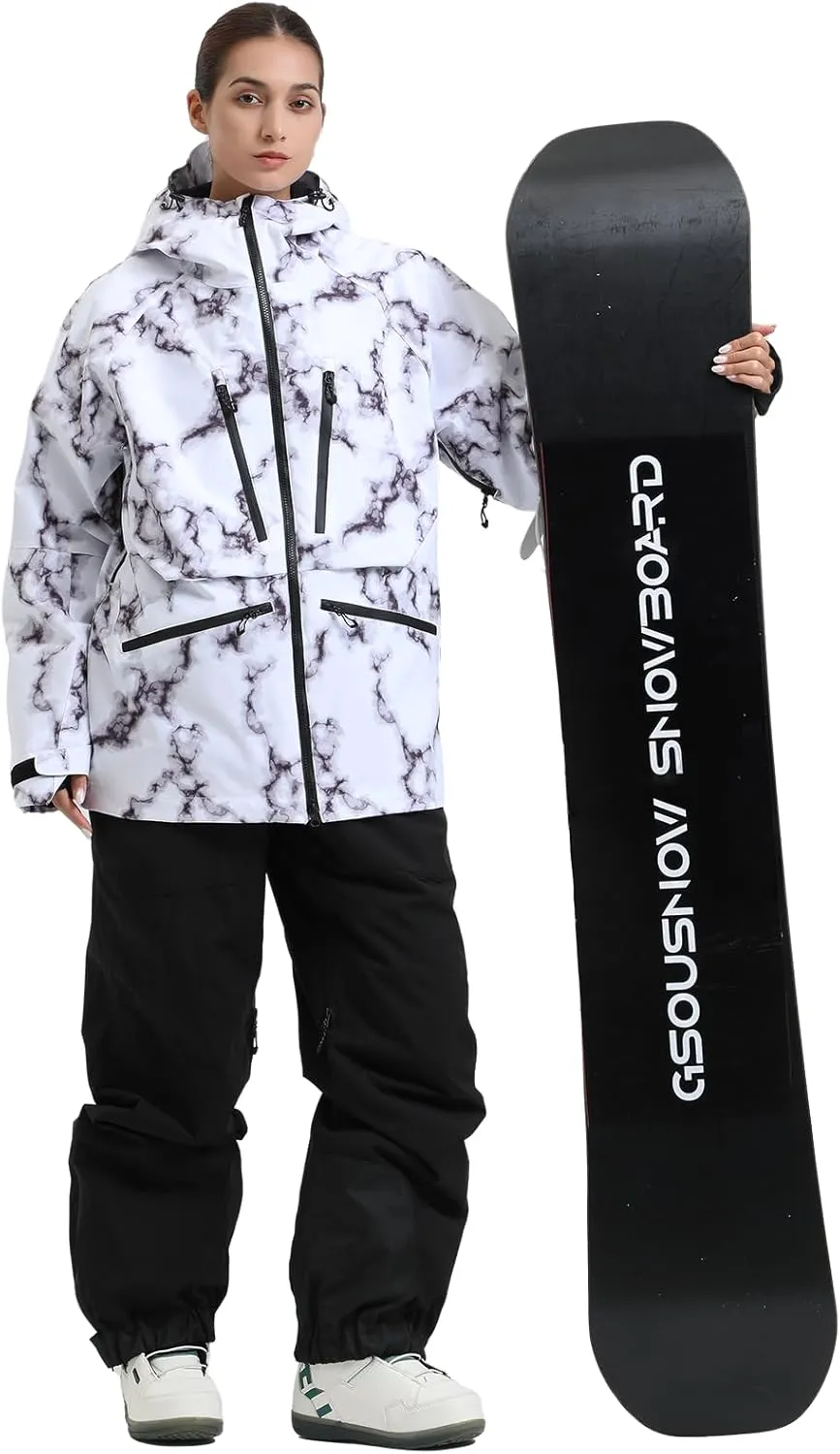 GSOU SNOW Mens Snowboard Jacket Womens Ski Coat Waterproof Insulated Snow Coat Winter Hooded Mountain Jackets