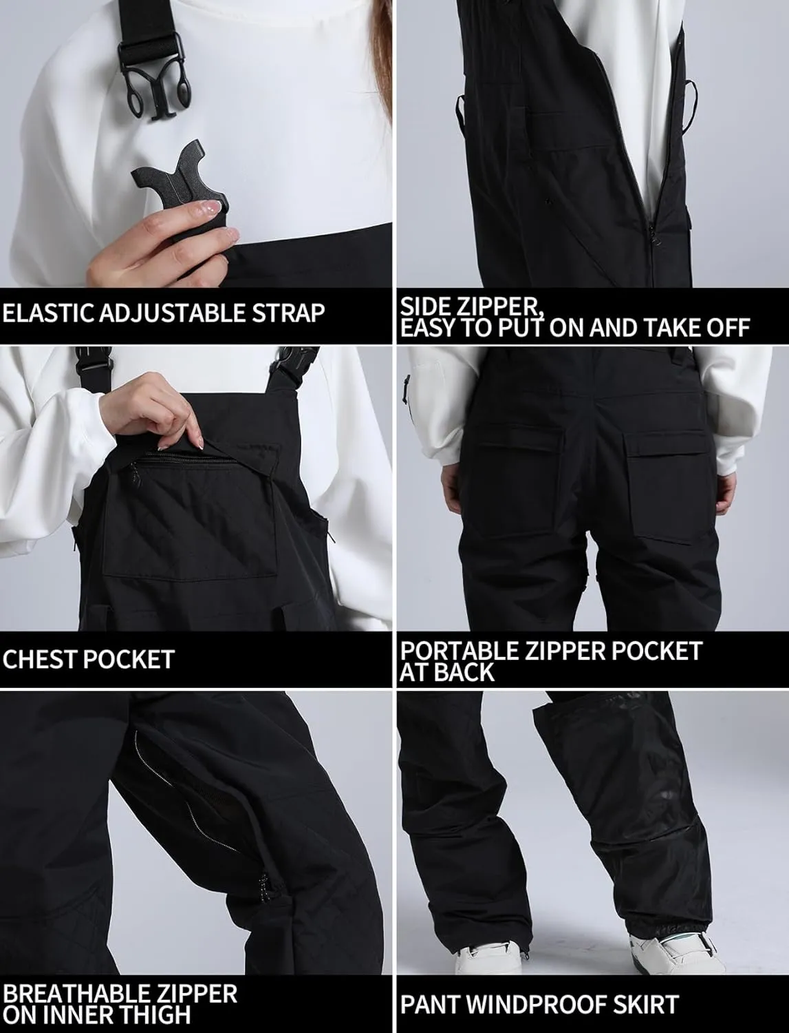 GSOU SNOW Womens Ski Bibs Snowboard Pants Snow Overalls Waterproof Windproof Winter Outdoor Sports