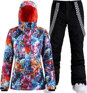 GSOU SNOW Women's Ski Jacket and Pants Waterproof Windproof Snowsuit Snowboarding Coat Insulated Warm Winter
