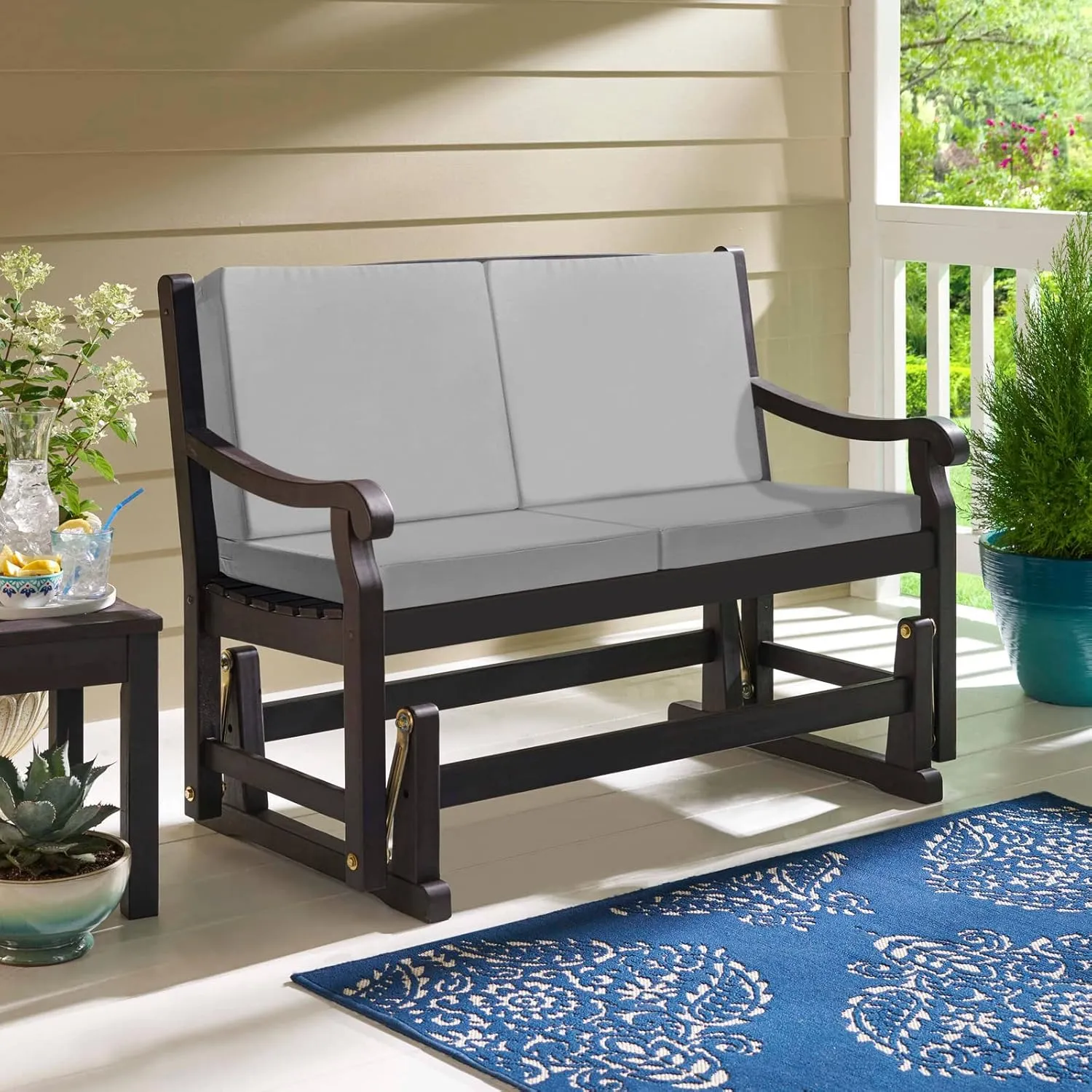 GUEGLSA Replacement Outdoor Cushion Covers 24x24x5 inch, Waterproof Patio Seat Cushion Slipcovers, Chair Cushion Slip Cover, Set of 2, Grey