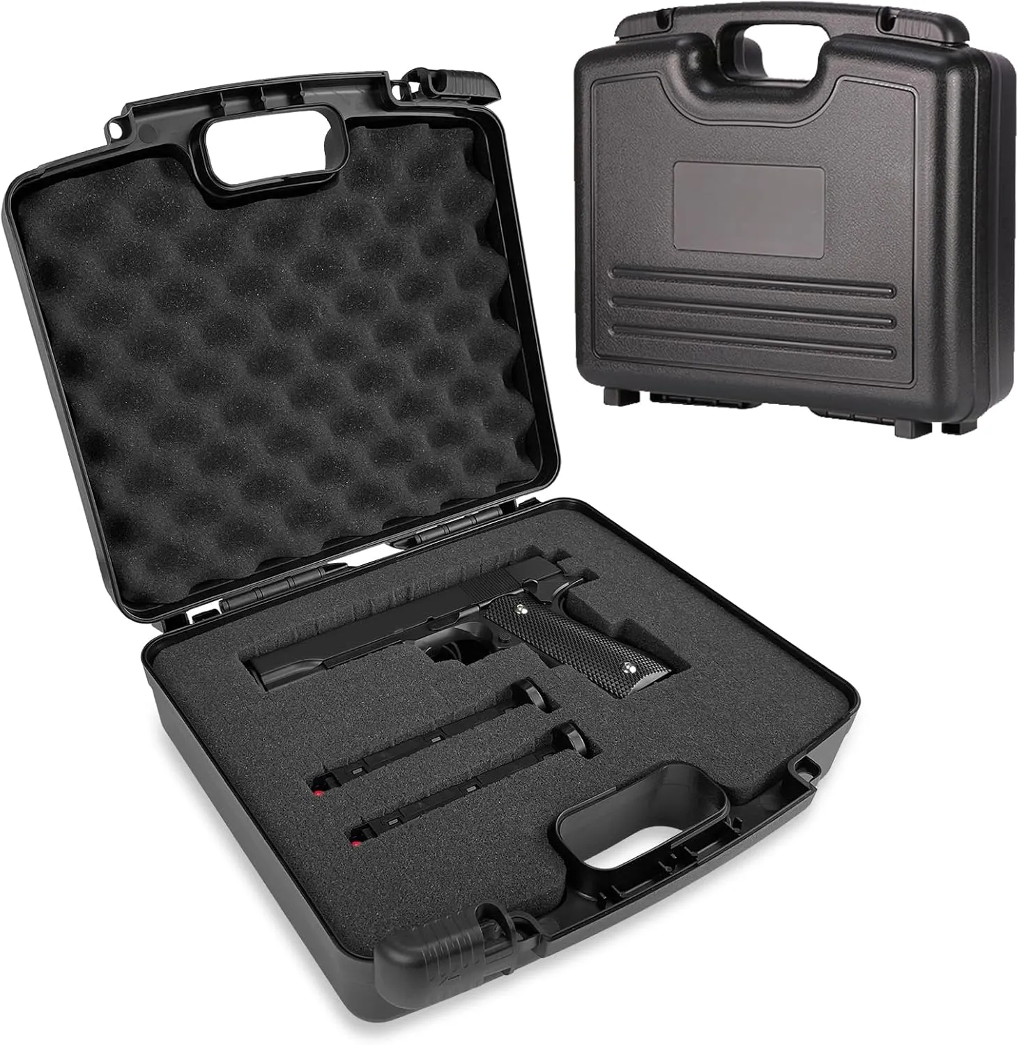 Gun Case for Handguns, TSA Approved Firearm Travel Pistol Case,Gun Carry-on Bag for Handgun & 9mm Pistol,Revolver-Hard Shell Waterproof with DIY Customizable Pre-cut Foam Insert