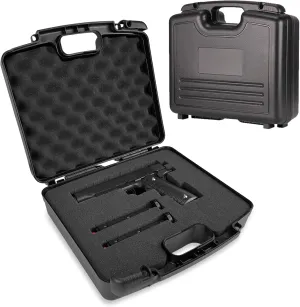 Gun Case for Handguns, TSA Approved Firearm Travel Pistol Case,Gun Carry-on Bag for Handgun & 9mm Pistol,Revolver-Hard Shell Waterproof with DIY Customizable Pre-cut Foam Insert