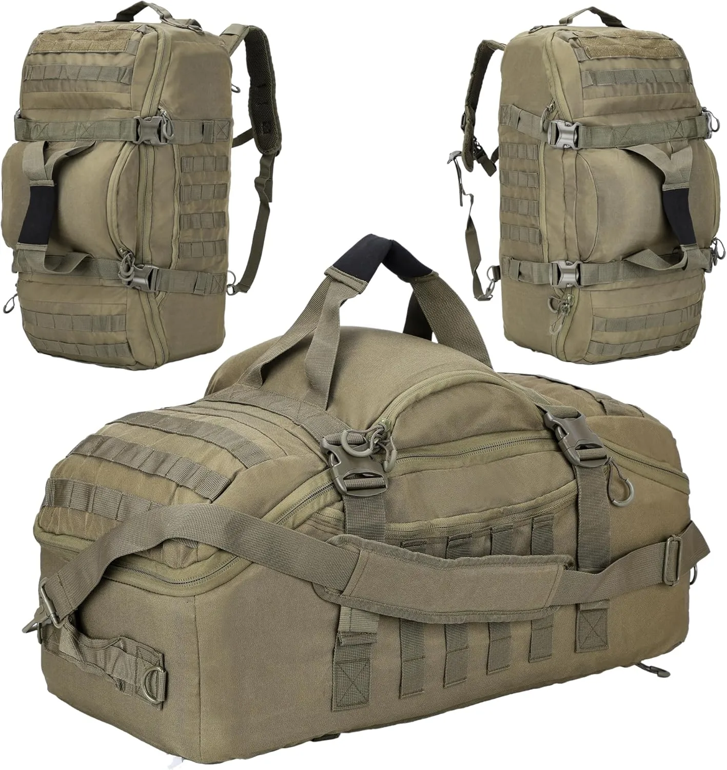 Gym Bag Duffle Bags Backpack Travel Duffle Bag with Weekend Overnight Bag for Outdoor Tactical Sports Travel Camping Hunting (Green, 60L)