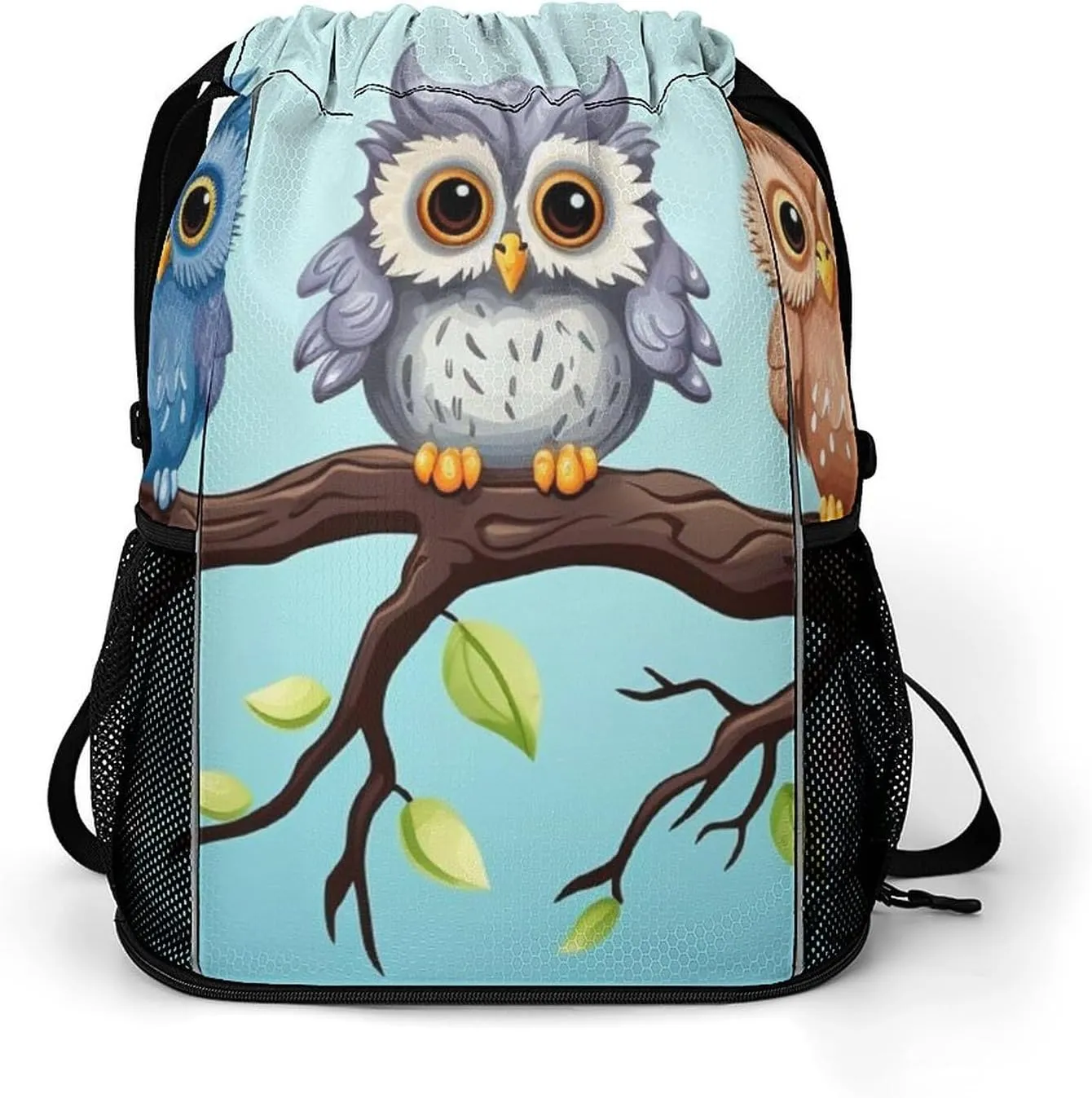 Gym Bag for Women Men Owls on A BranchTravel Duffel Bag Large Capacity Sports Drawstring Backpack