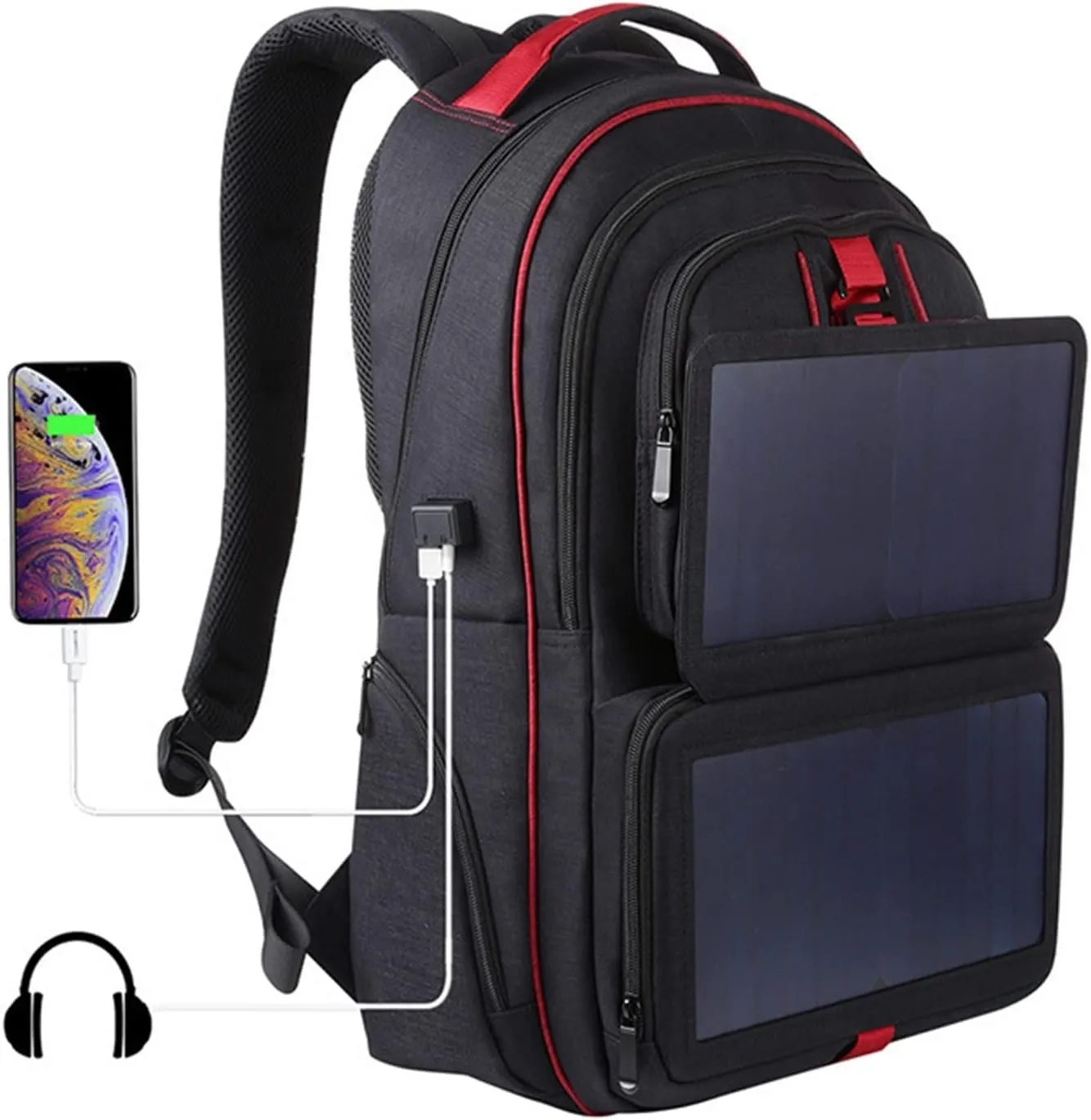 Gym bag for women Solar Backpack Computer Phone USB Charging Bag Solar Powered Designer Bagpack Outdoor Sport Travel Solar Bag