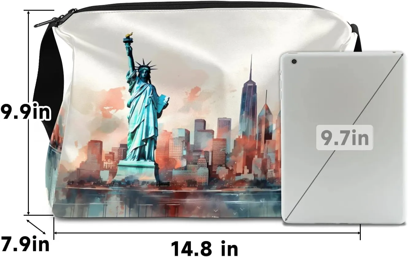Gym Bags for Men 14.8 Inch Lightweight Carry On Bags for Airplanes Waterproof Duffle Bag for Travel, Famous Statue of Liberty Drawing