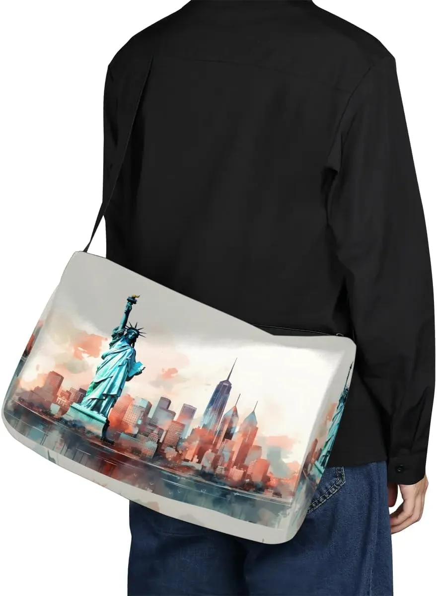 Gym Bags for Men 14.8 Inch Lightweight Carry On Bags for Airplanes Waterproof Duffle Bag for Travel, Famous Statue of Liberty Drawing