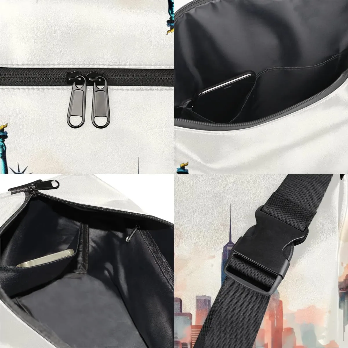 Gym Bags for Men 14.8 Inch Lightweight Carry On Bags for Airplanes Waterproof Duffle Bag for Travel, Famous Statue of Liberty Drawing