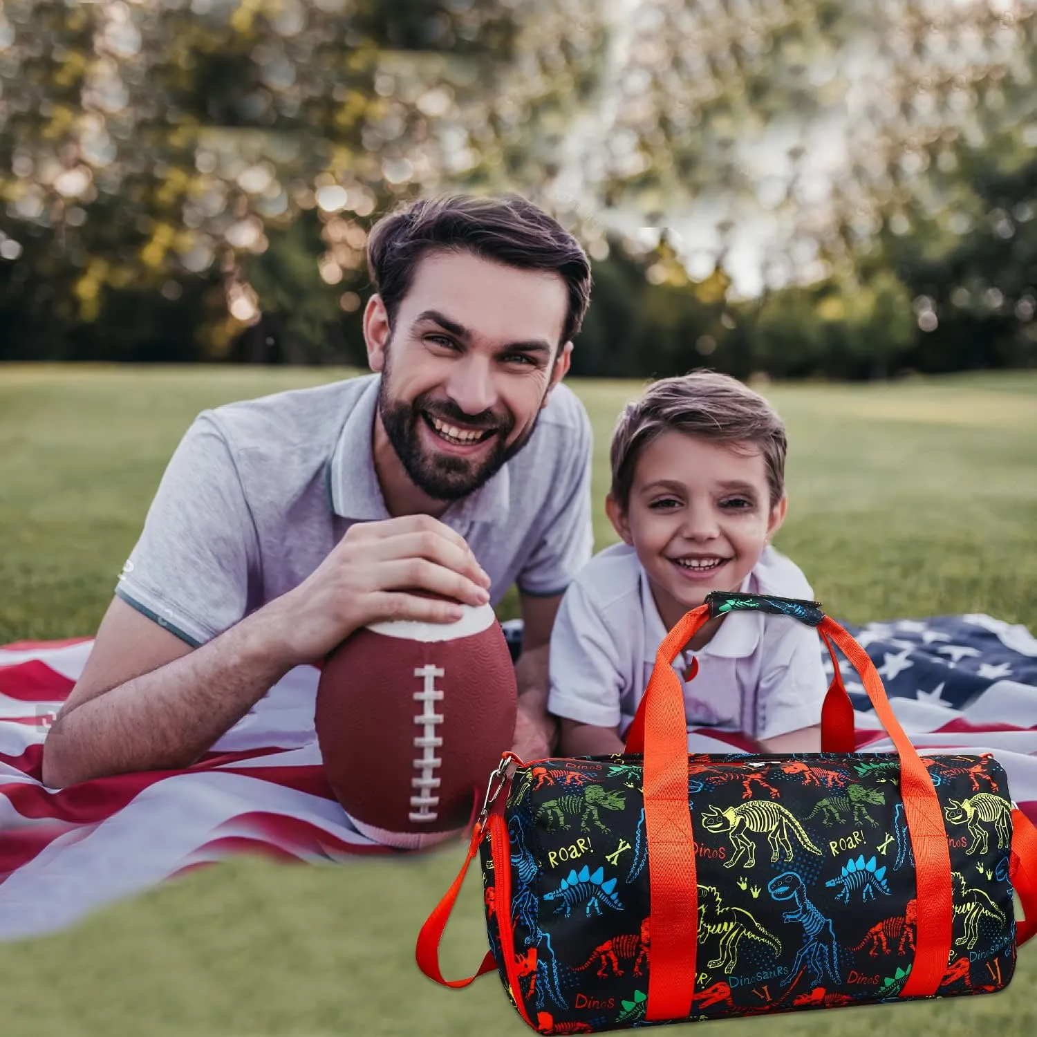 Gym Travel Duffle Bag for Boys - Sports Dance Bag with Shoe Compartment & Wet Pocket Binosaur Kids Travel Bag Teens Weekender Sleepover Carry On Bag