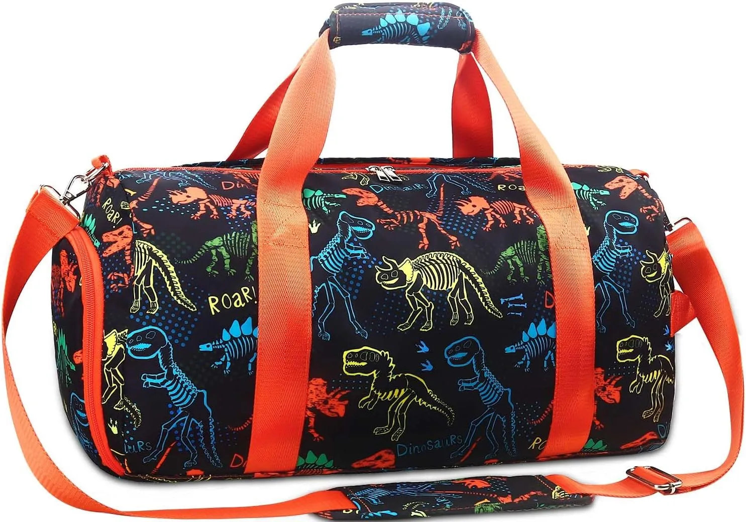 Gym Travel Duffle Bag for Boys - Sports Dance Bag with Shoe Compartment & Wet Pocket Binosaur Kids Travel Bag Teens Weekender Sleepover Carry On Bag