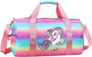 Gym Travel Duffle Bag for Girls - Gymnastics Sports Dance Bag with Shoe Compartment & Wet Pocket Panda Kids Travel Bag Teens Weekender Sleepover Carry On Bag