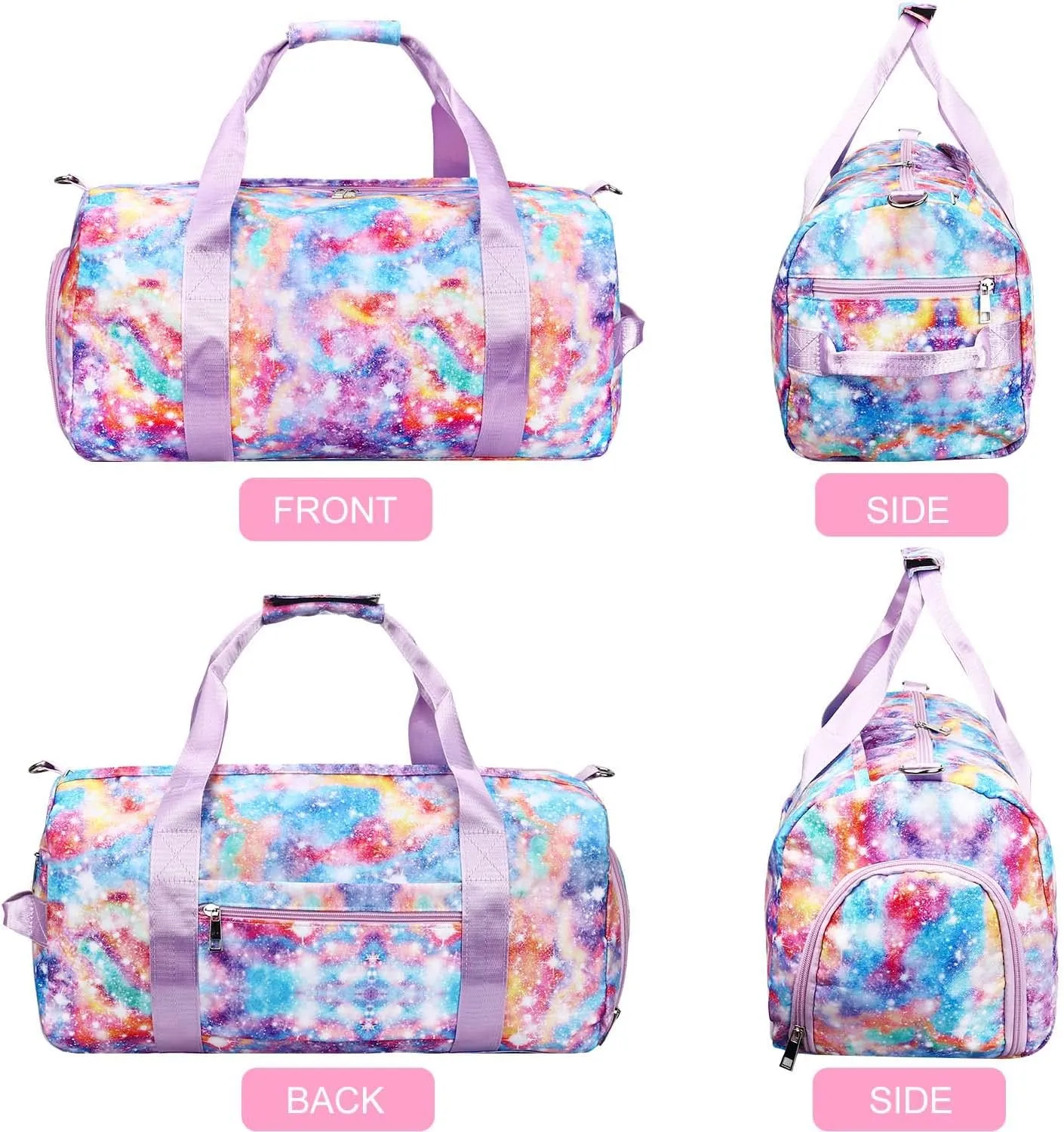 Gym Travel Duffle Bag for Girls - Gymnastics Sports Dance Bag with Shoe Compartment & Wet Pocket Panda Kids Travel Bag Teens Weekender Sleepover Carry On Bag