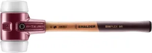 Halder Simplex Soft-Faced Mallet, Medium-Hard Superplastic Inserts, Cast Iron Housing with Handle Protection Sleeve, Varnished Wooden Handle, 80mm, 6 lbs.