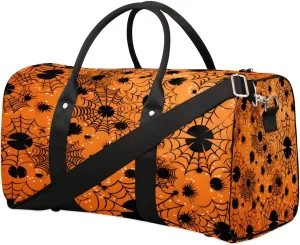 Halloween Spiders Pattern Red Travel Duffel Bag for Women Men Foldable Sport Gym Tote Bag Lightweight Waterproof Weekender Overnight Bag for Weekend Holiday Gym Swim Yoga
