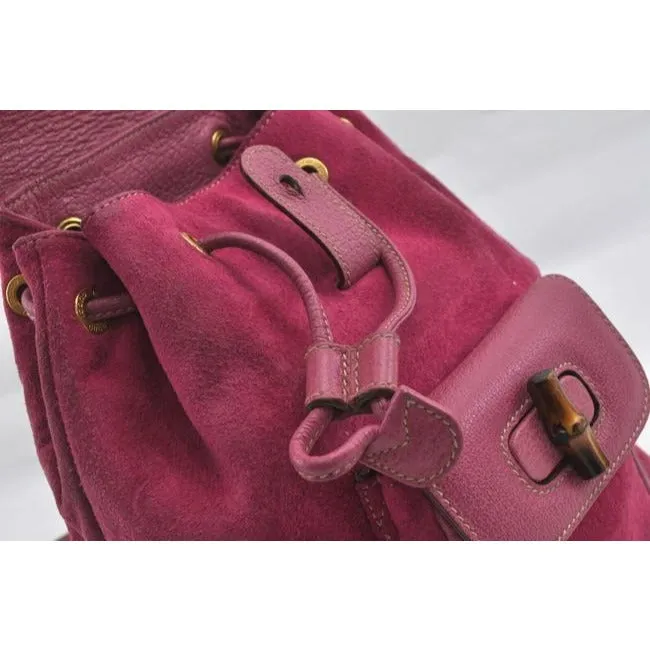 Handle Gucci Bamboo Fuchsia Leather Leather Unmatched variety Gold Suede Backpack And Fast-track support Suede With