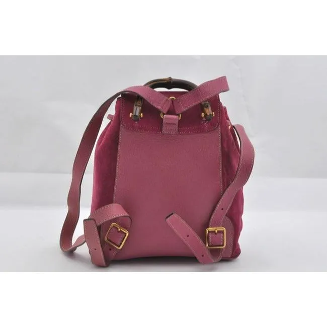 Handle Gucci Bamboo Fuchsia Leather Leather Unmatched variety Gold Suede Backpack And Fast-track support Suede With