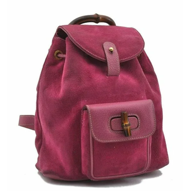 Handle Gucci Bamboo Fuchsia Leather Leather Unmatched variety Gold Suede Backpack And Fast-track support Suede With