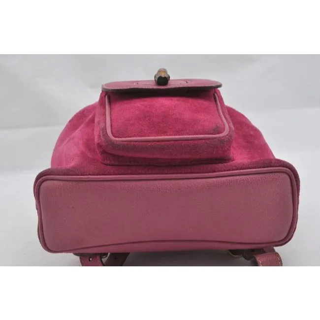 Handle Gucci Bamboo Fuchsia Leather Leather Unmatched variety Gold Suede Backpack And Fast-track support Suede With