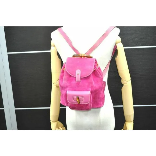 Handle Gucci Bamboo Fuchsia Leather Leather Unmatched variety Gold Suede Backpack And Fast-track support Suede With