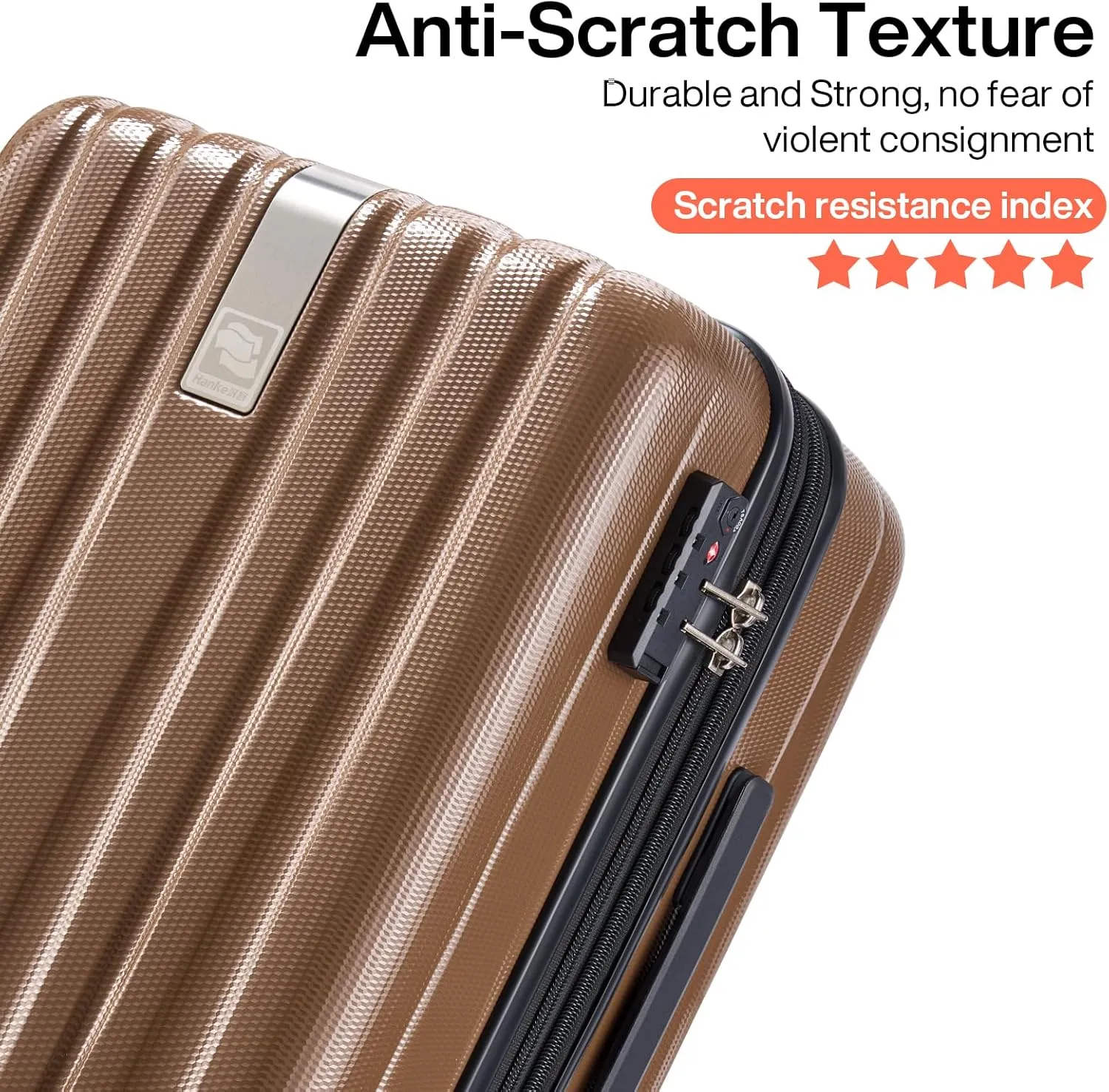 Hanke 20 Inch Carry On Luggage 22x14x9 Airline Approved Lightweight PC Hard Shell Suitcases with Wheels Travel Luggage Rolling Suitcase Travel Luggage Bag Christmas Gifts for Birthday （Brown）