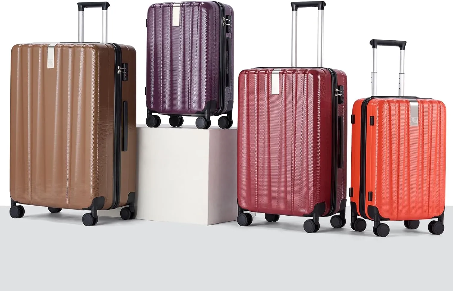 Hanke 20 Inch Carry On Luggage 22x14x9 Airline Approved Lightweight PC Hard Shell Suitcases with Wheels Travel Luggage Rolling Suitcase Travel Luggage Bag Christmas Gifts for Birthday （Brown）